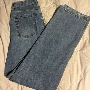 High rise straight leg ripped jeans size 0